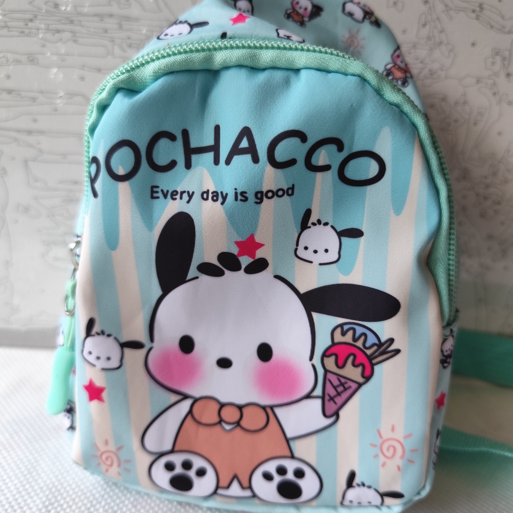 3/$25💙POCHACCO Mini Sling Blue Graphic Print Backpack “Every Day Is Good”